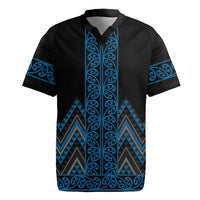 Blue Aotearoa Mangopare Kowhaiwhai and Niho Taniwha Rugby Jersey Maori New Zealand LT14 Blue - Polynesian Pride