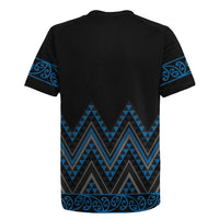 Blue Aotearoa Mangopare Kowhaiwhai and Niho Taniwha Rugby Jersey Maori New Zealand LT14 - Polynesian Pride