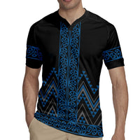 Blue Aotearoa Mangopare Kowhaiwhai and Niho Taniwha Rugby Jersey Maori New Zealand LT14 - Polynesian Pride
