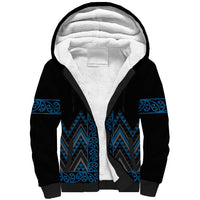 Blue Aotearoa Mangopare Kowhaiwhai and Niho Taniwha Sherpa Hoodie Maori New Zealand