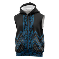 Blue Aotearoa Mangopare Kowhaiwhai Niho Taniwha Sleeveless Zip Hoodie Maori New Zealand - Polynesian Pride