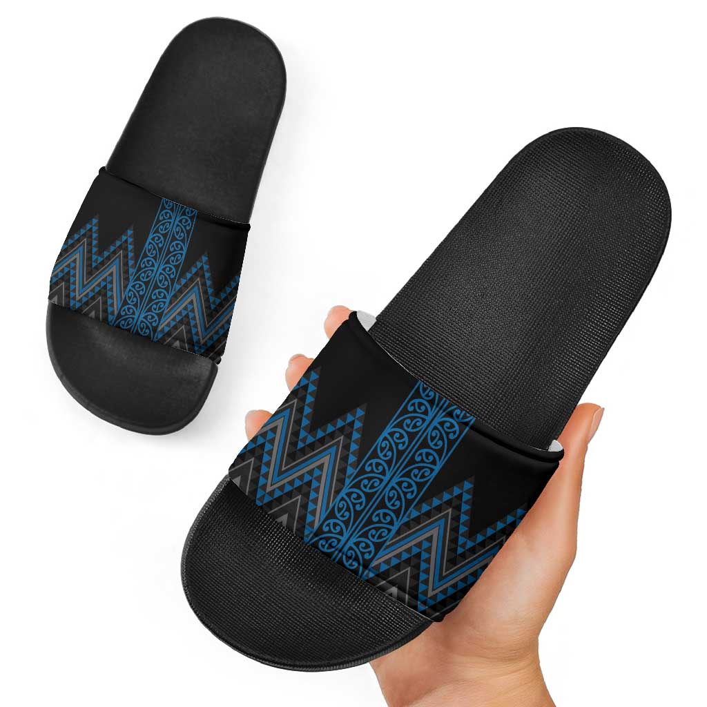 Blue Aotearoa Mangopare Kowhaiwhai Niho Taniwha Slide Sandals Maori New Zealand LT14 - Polynesian Pride