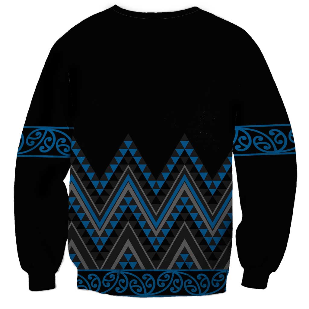 Blue Aotearoa Mangopare Kowhaiwhai and Niho Taniwha Sweatshirt Maori New Zealand LT14 - Polynesian Pride