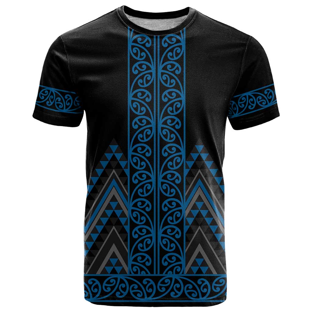 Blue Aotearoa Mangopare Kowhaiwhai and Niho Taniwha T Shirt Maori New Zealand LT14 Blue - Polynesian Pride