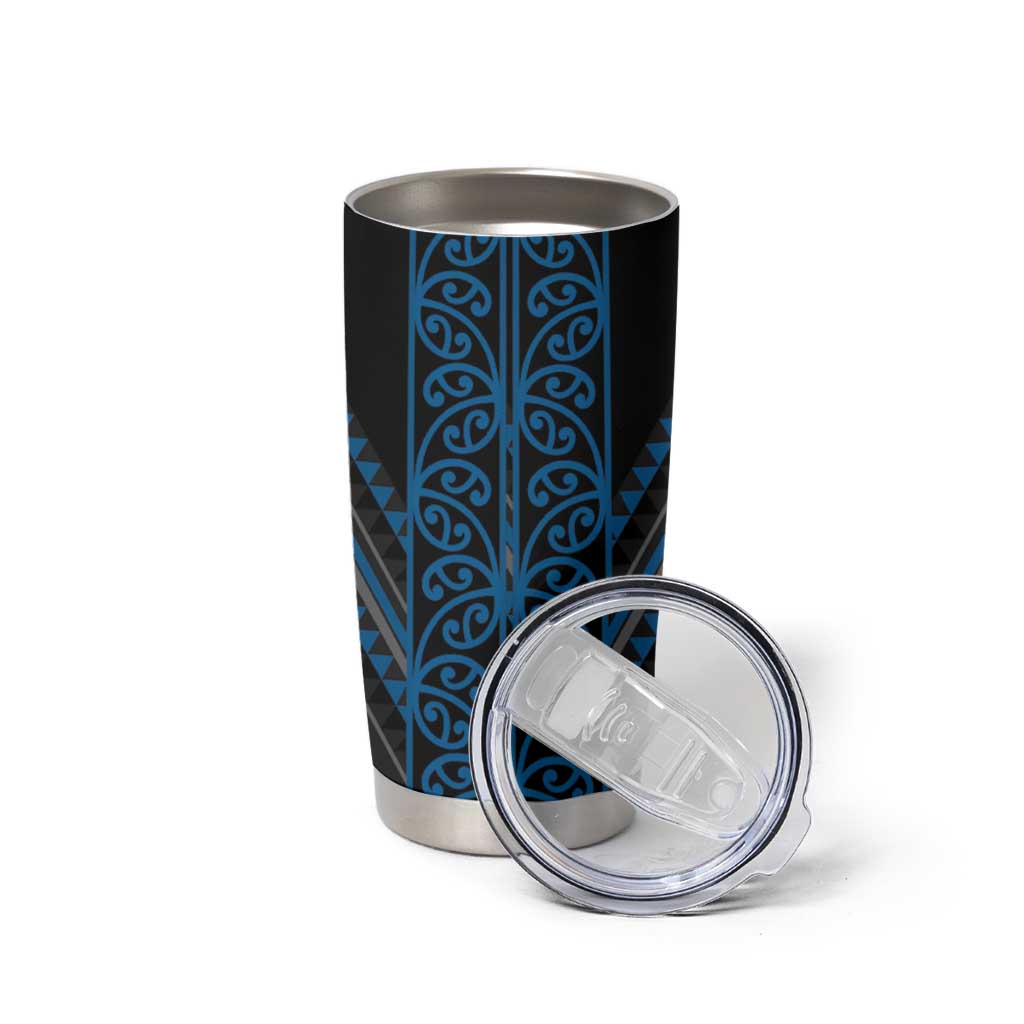 Blue Aotearoa Mangopare Kowhaiwhai and Niho Taniwha Tumbler Cup Maori New Zealand