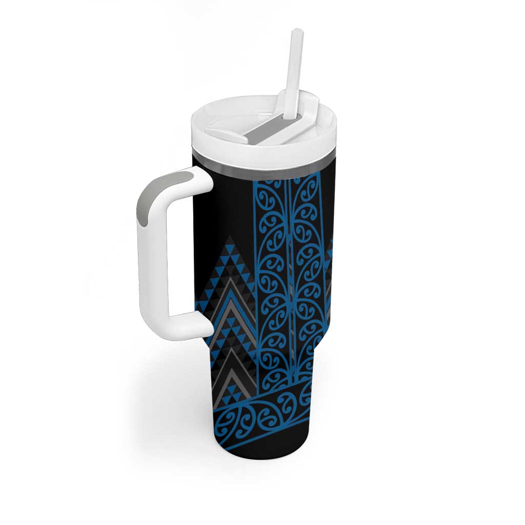 Blue Aotearoa Mangopare Kowhaiwhai and Niho Taniwha Tumbler With Handle Maori New Zealand LT14 - Polynesian Pride