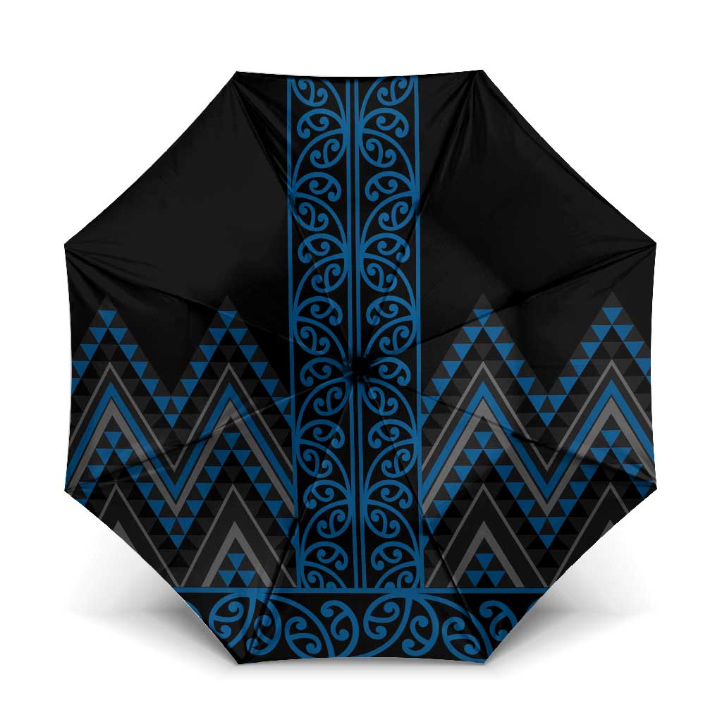Blue Aotearoa Mangopare Kowhaiwhai Niho Taniwha Umbrella Maori New Zealand - Polynesian Pride
