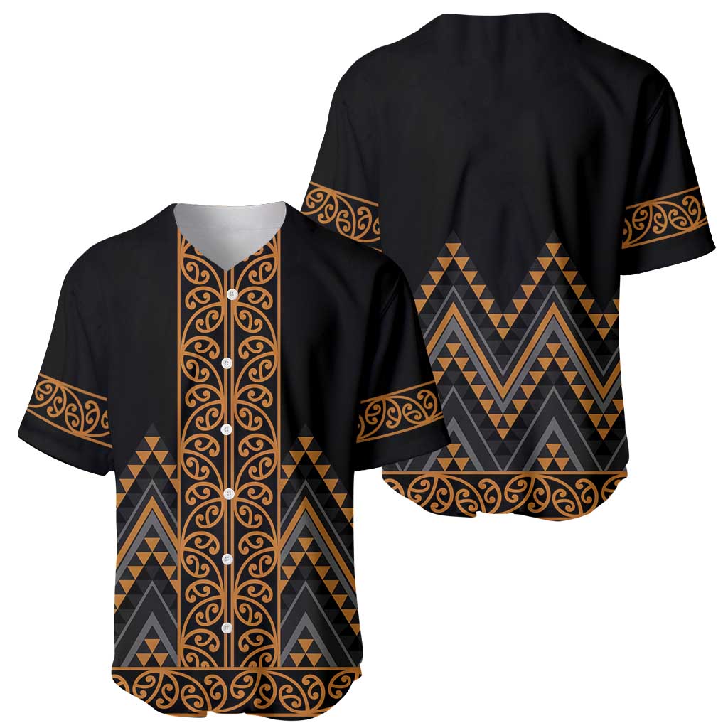 Gold Aotearoa Mangopare Kowhaiwhai and Niho Taniwha Baseball Jersey Maori New Zealand LT14 - Polynesian Pride