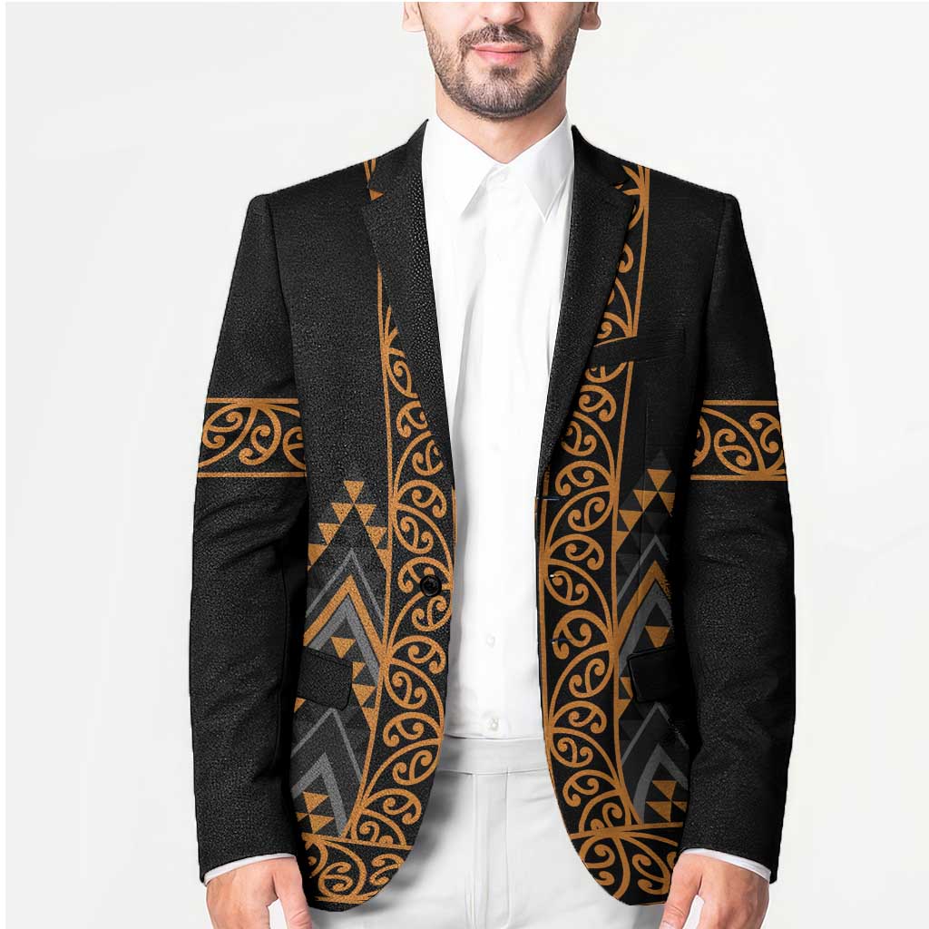 Gold Aotearoa Mangopare Kowhaiwhai Niho Taniwha Blazer Maori New Zealand LT14 - Polynesian Pride