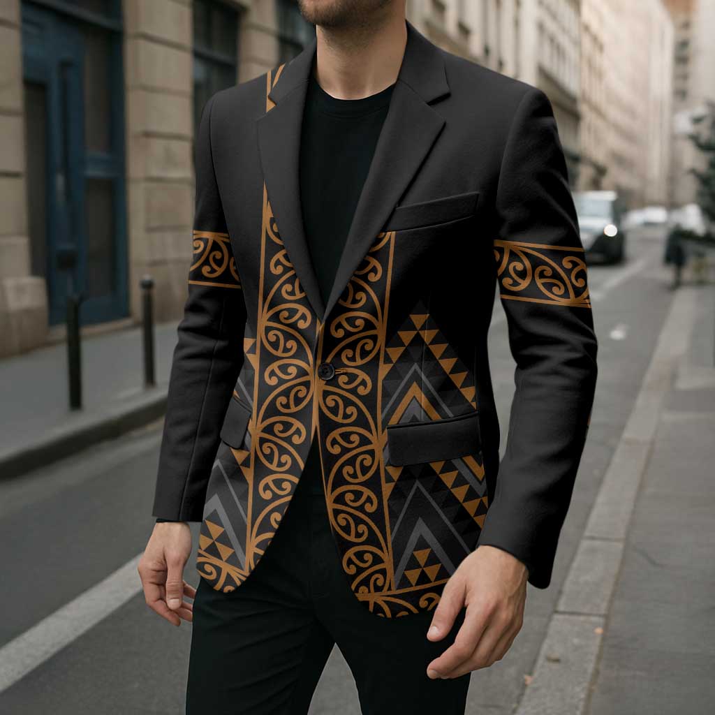 Gold Aotearoa Mangopare Kowhaiwhai Niho Taniwha Blazer Maori New Zealand LT14 - Polynesian Pride