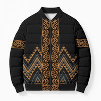 Gold Aotearoa Mangopare Kowhaiwhai Niho Taniwha Bomber Puffer Jacket Maori New Zealand LT14 Unisex Gold - Polynesian Pride