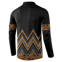 Gold Aotearoa Mangopare Kowhaiwhai and Niho Taniwha Button Sweatshirt Maori New Zealand LT14 - Polynesian Pride