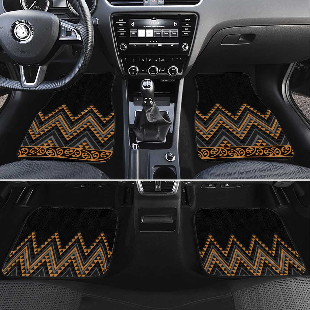 Gold Aotearoa Mangopare Kowhaiwhai and Niho Taniwha Car Mats Maori New Zealand LT14 Set 4pcs Gold - Polynesian Pride