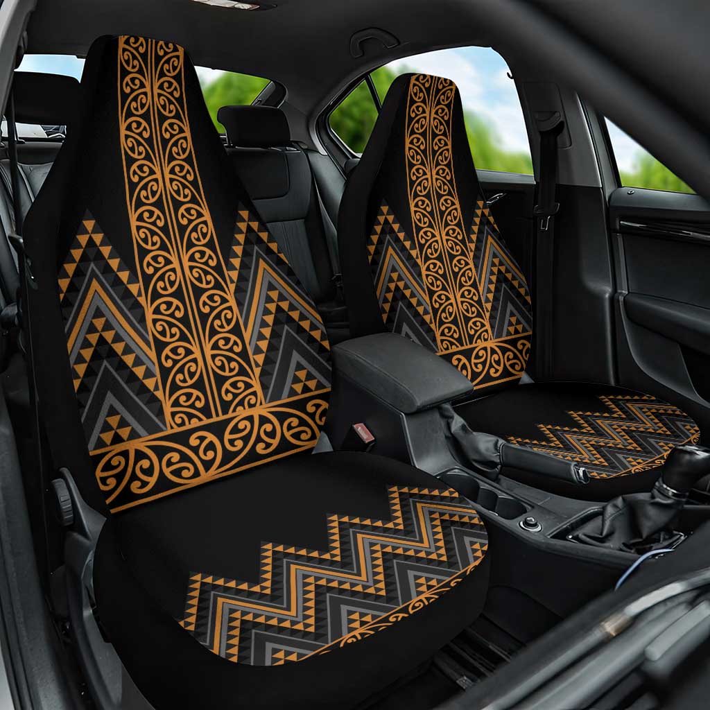 Gold Aotearoa Mangopare Kowhaiwhai and Niho Taniwha Car Seat Cover Maori New Zealand