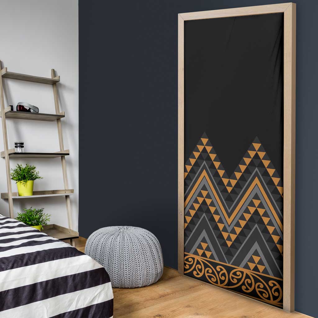 Gold Aotearoa Mangopare Kowhaiwhai Niho Taniwha Door Cover Maori New Zealand - Polynesian Pride