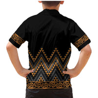 Gold Aotearoa Mangopare Kowhaiwhai and Niho Taniwha Family Matching Mermaid Dress and Hawaiian Shirt Maori New Zealand LT14 - Polynesian Pride