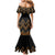Gold Aotearoa Mangopare Kowhaiwhai and Niho Taniwha Family Matching Mermaid Dress and Hawaiian Shirt Maori New Zealand