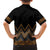 Gold Aotearoa Mangopare Kowhaiwhai and Niho Taniwha Family Matching Off The Shoulder Long Sleeve Dress and Hawaiian Shirt Maori New Zealand