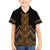 Gold Aotearoa Mangopare Kowhaiwhai and Niho Taniwha Family Matching Off The Shoulder Long Sleeve Dress and Hawaiian Shirt Maori New Zealand