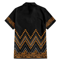 Gold Aotearoa Mangopare Kowhaiwhai and Niho Taniwha Family Matching Tank Maxi Dress and Hawaiian Shirt Maori New Zealand LT14 - Polynesian Pride