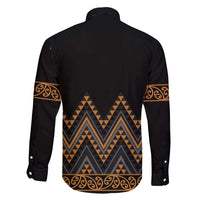 Gold Aotearoa Mangopare Kowhaiwhai and Niho Taniwha Family Matching Tank Maxi Dress and Hawaiian Shirt Maori New Zealand LT14 - Polynesian Pride