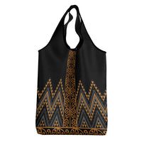 Gold Aotearoa Mangopare Kowhaiwhai and Niho Taniwha Grocery Bag Maori New Zealand