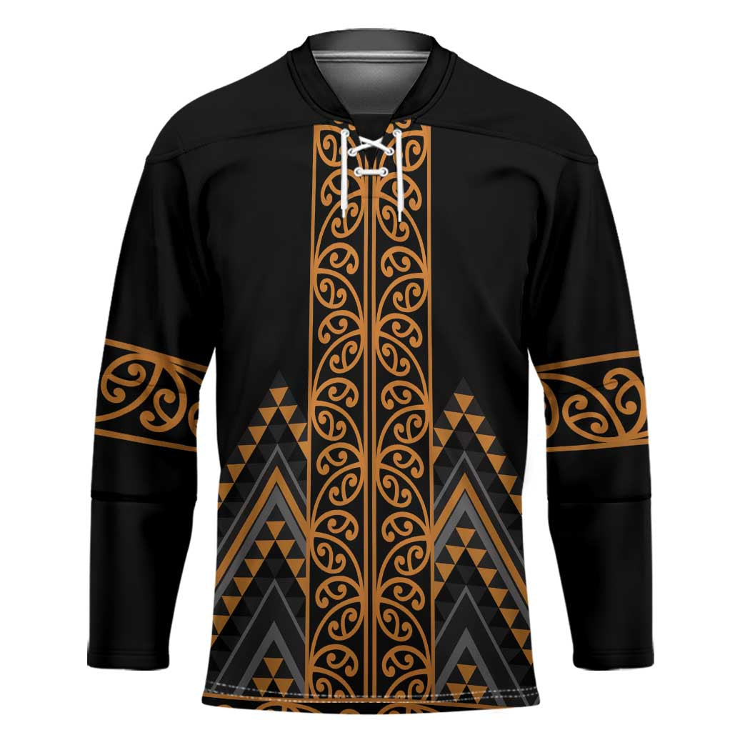 Gold Aotearoa Mangopare Kowhaiwhai Niho Taniwha Hockey Jersey Maori New Zealand - Polynesian Pride