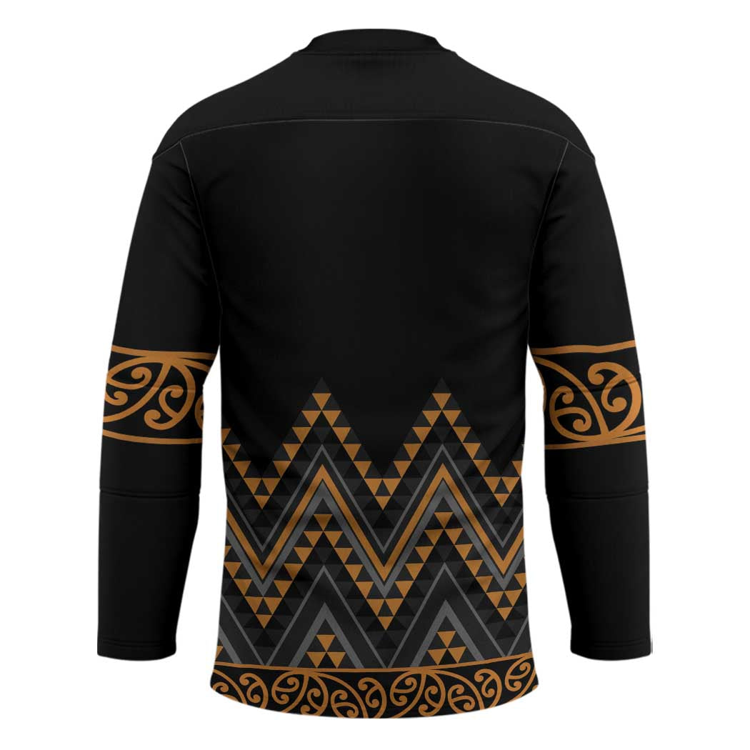 Gold Aotearoa Mangopare Kowhaiwhai Niho Taniwha Hockey Jersey Maori New Zealand - Polynesian Pride