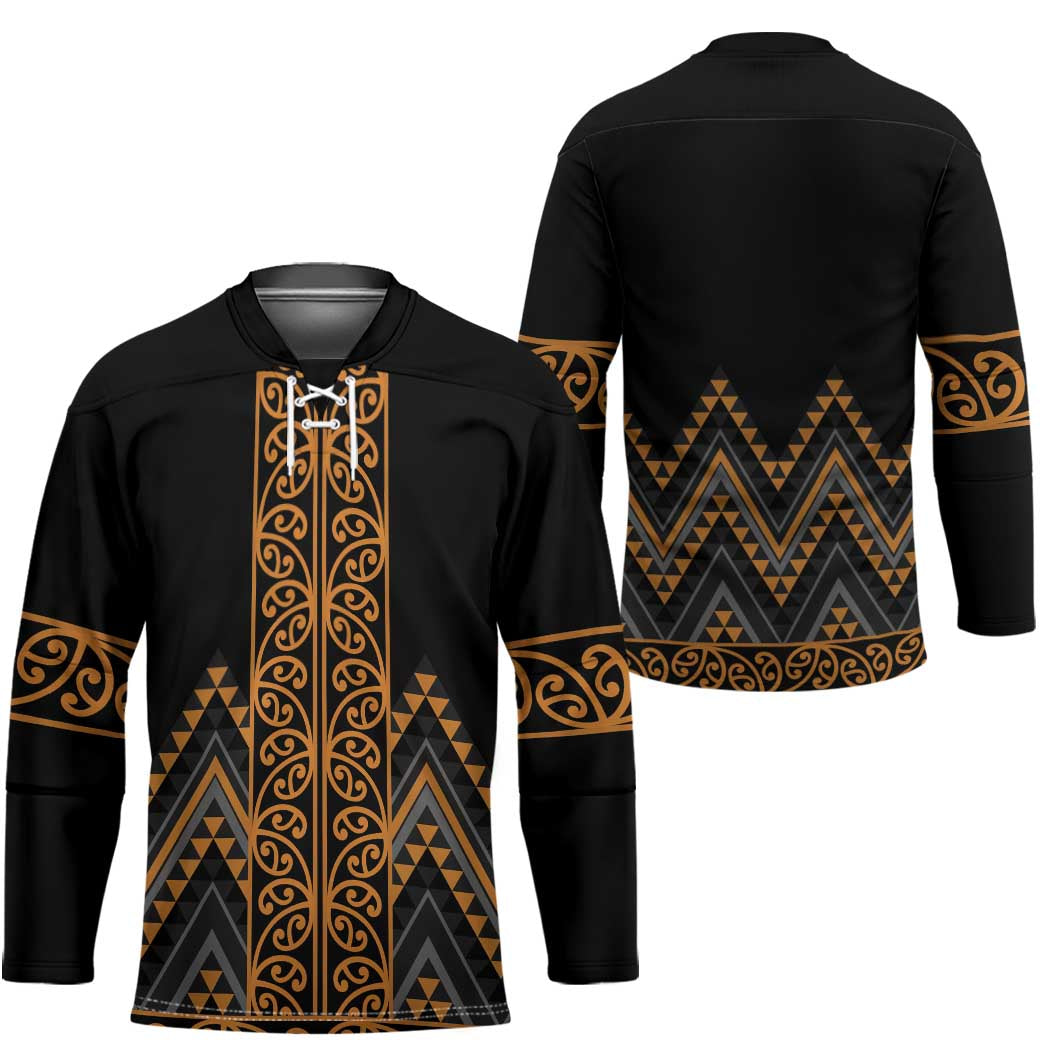 Gold Aotearoa Mangopare Kowhaiwhai Niho Taniwha Hockey Jersey Maori New Zealand - Polynesian Pride