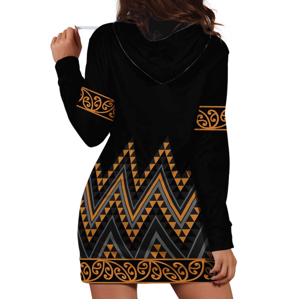 Gold Aotearoa Mangopare Kowhaiwhai and Niho Taniwha Hoodie Dress Maori New Zealand
