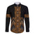 Gold Aotearoa Mangopare Kowhaiwhai and Niho Taniwha Long Sleeve Button Shirt Maori New Zealand