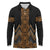 Gold Aotearoa Mangopare Kowhaiwhai and Niho Taniwha Long Sleeve Polo Shirt Maori New Zealand
