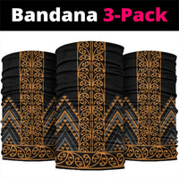 Gold Aotearoa Mangopare Kowhaiwhai Niho Taniwha Neck Gaiter Maori New Zealand - Polynesian Pride