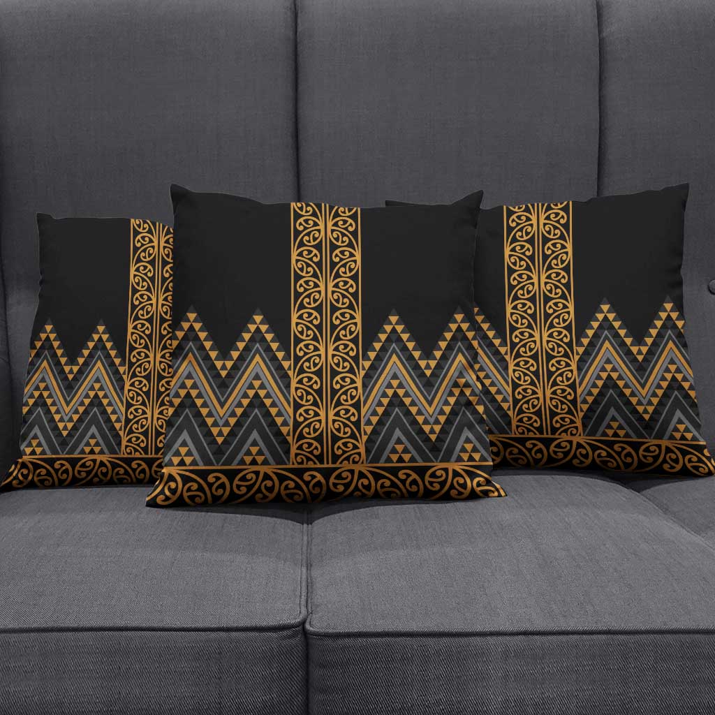 Gold Aotearoa Mangopare Kowhaiwhai Niho Taniwha Pillow Cover Maori New Zealand LT14 - Polynesian Pride