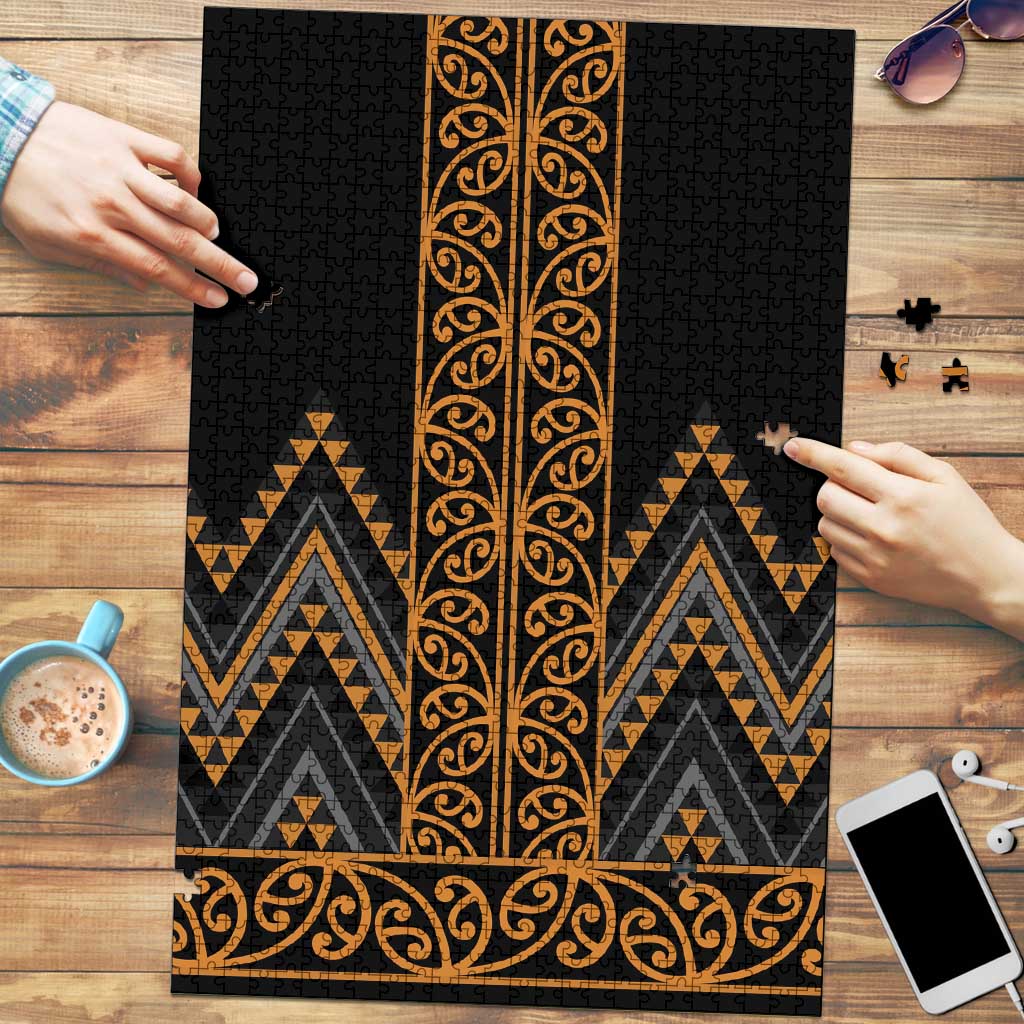 Gold Aotearoa Mangopare Kowhaiwhai Niho Taniwha Puzzle Maori New Zealand - Polynesian Pride