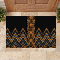 Gold Aotearoa Mangopare Kowhaiwhai and Niho Taniwha Rubber Doormat Maori New Zealand LT14 Gold - Polynesian Pride