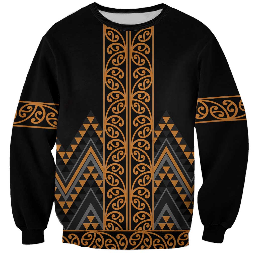 Gold Aotearoa Mangopare Kowhaiwhai and Niho Taniwha Sweatshirt Maori New Zealand LT14 Unisex Gold - Polynesian Pride