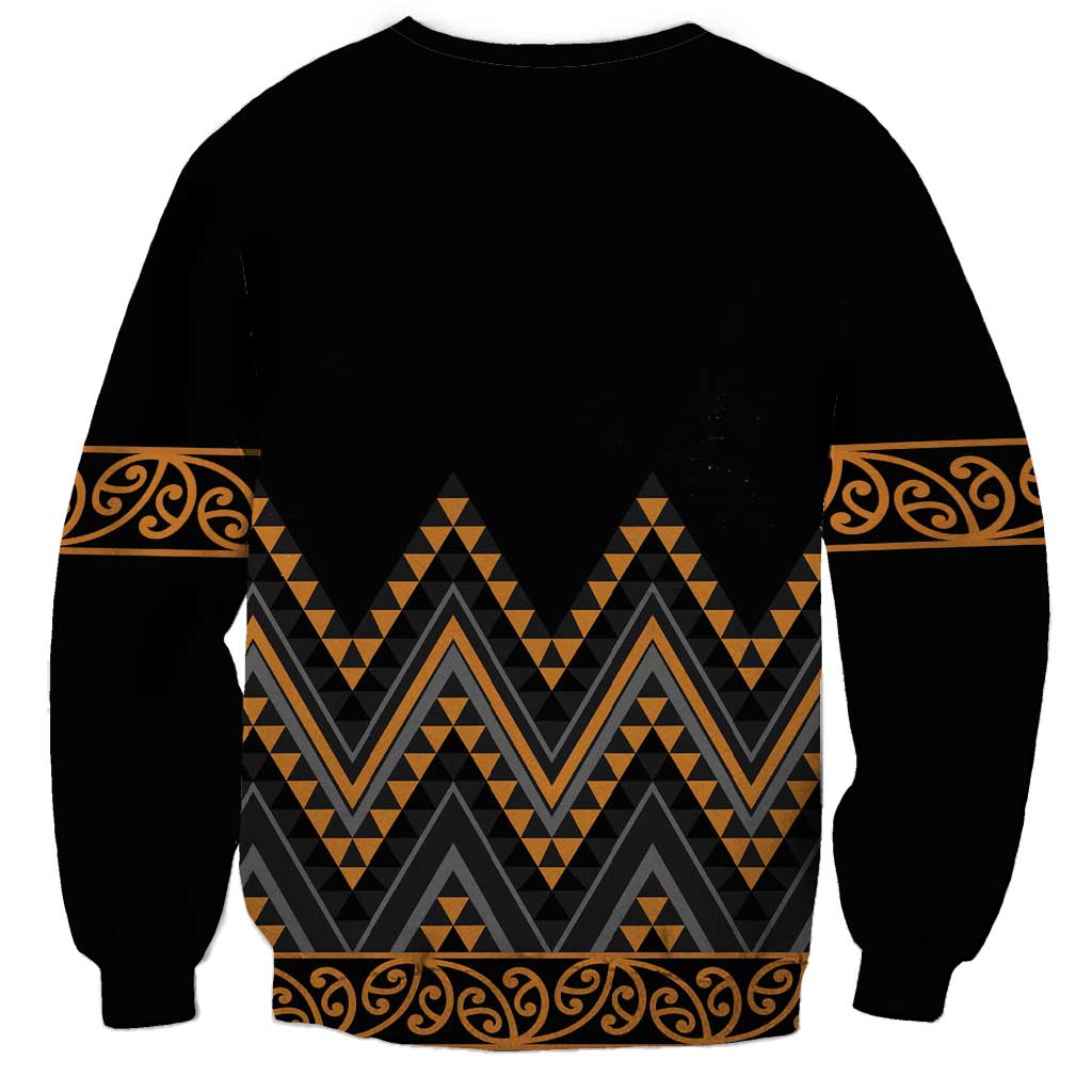 Gold Aotearoa Mangopare Kowhaiwhai and Niho Taniwha Sweatshirt Maori New Zealand LT14 - Polynesian Pride