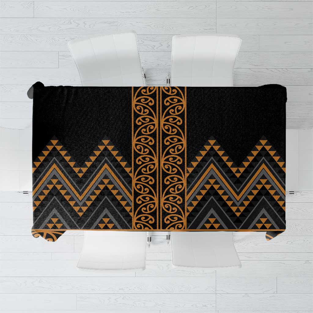 Gold Aotearoa Mangopare Kowhaiwhai and Niho Taniwha Tablecloth Maori New Zealand LT14 Gold - Polynesian Pride