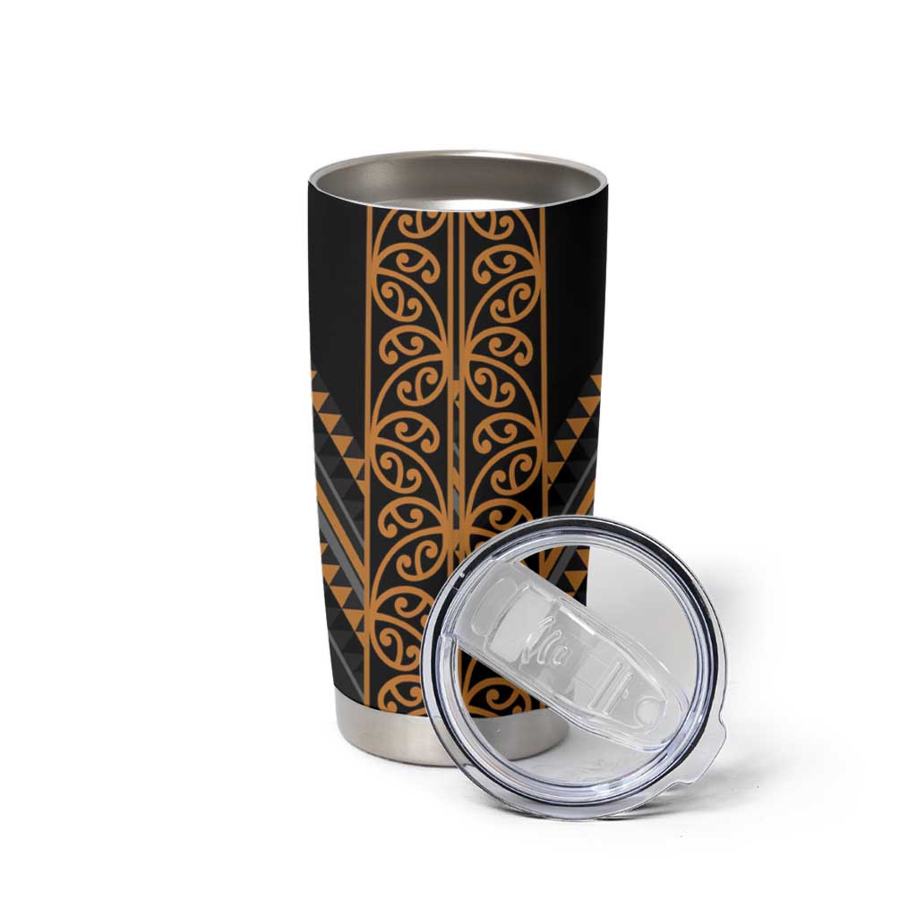 Gold Aotearoa Mangopare Kowhaiwhai and Niho Taniwha Tumbler Cup Maori New Zealand