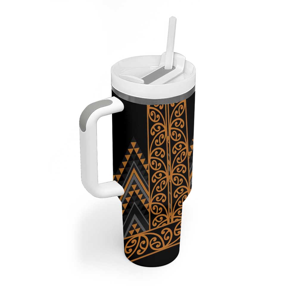 Gold Aotearoa Mangopare Kowhaiwhai and Niho Taniwha Tumbler With Handle Maori New Zealand