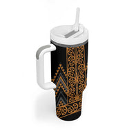 Gold Aotearoa Mangopare Kowhaiwhai and Niho Taniwha Tumbler With Handle Maori New Zealand