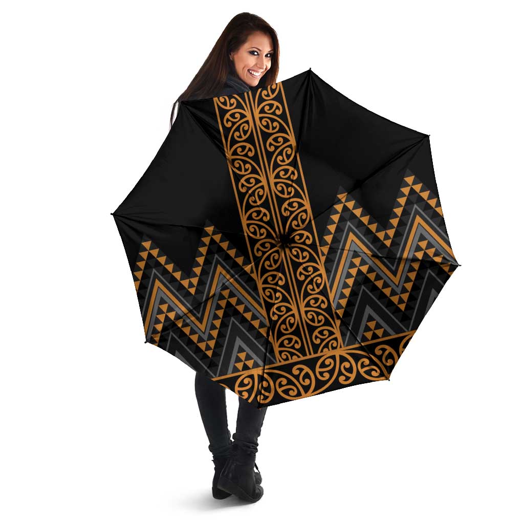 Gold Aotearoa Mangopare Kowhaiwhai Niho Taniwha Umbrella Maori New Zealand - Polynesian Pride
