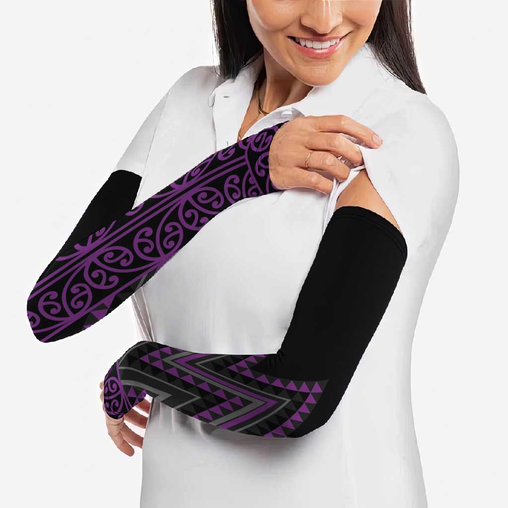 Purple Aotearoa Mangopare Kowhaiwhai Niho Taniwha Arm Sleeves Maori New Zealand LT14 - Polynesian Pride