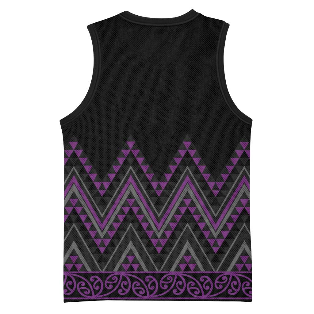 Purple Aotearoa Mangopare Kowhaiwhai Niho Taniwha Basketball Jersey Maori New Zealand - Polynesian Pride