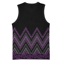 Purple Aotearoa Mangopare Kowhaiwhai Niho Taniwha Basketball Jersey Maori New Zealand - Polynesian Pride