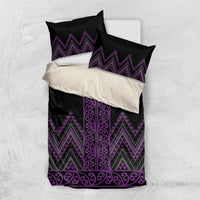 Purple Aotearoa Mangopare Kowhaiwhai and Niho Taniwha Bedding Set Maori New Zealand