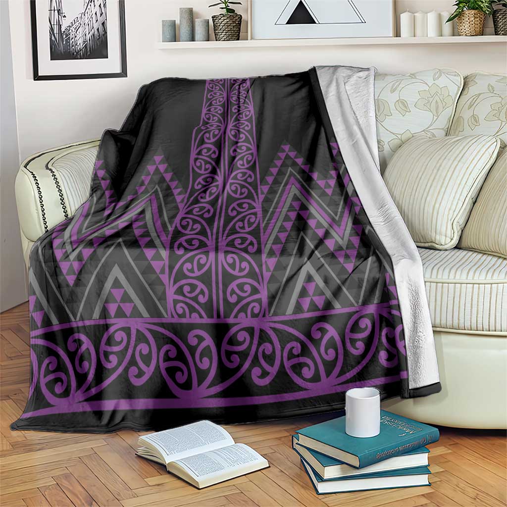 Purple Aotearoa Mangopare Kowhaiwhai and Niho Taniwha Blanket Maori New Zealand