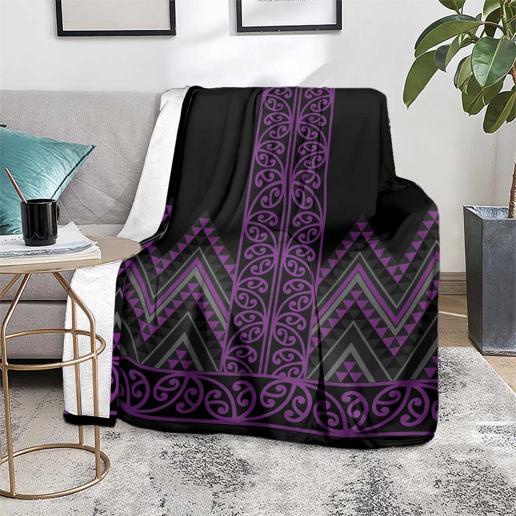 Purple Aotearoa Mangopare Kowhaiwhai and Niho Taniwha Blanket Maori New Zealand