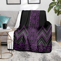 Purple Aotearoa Mangopare Kowhaiwhai and Niho Taniwha Blanket Maori New Zealand